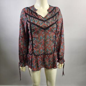 Matilda Jane Floral Long Sleeve Top - Red and Blue